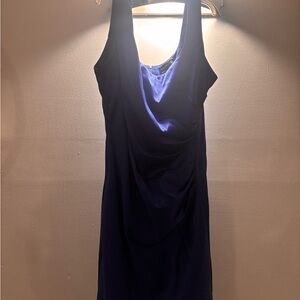 Sequin Hearts Sleeveless Draped Navy Midi Dress